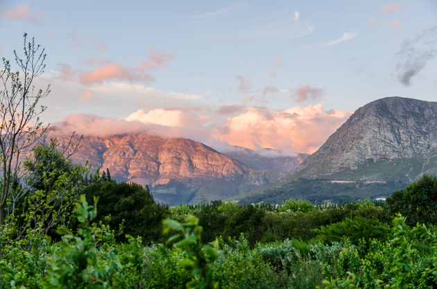 Sunset over the Franschhoek Mountains