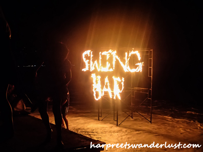 Swing Bar written in fire..Lamai Beach
