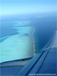 My first glimpse of the Maldives from the plane