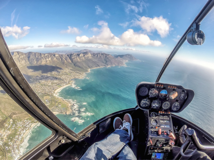 My idea of a pleasant, turbulence free flight! Scenic helicopter ride in Cape Town