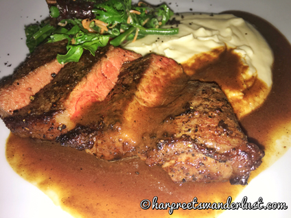 Main Course – Grilled Rump Steak with Aligot style Potato and Cote du Rhone Sauce