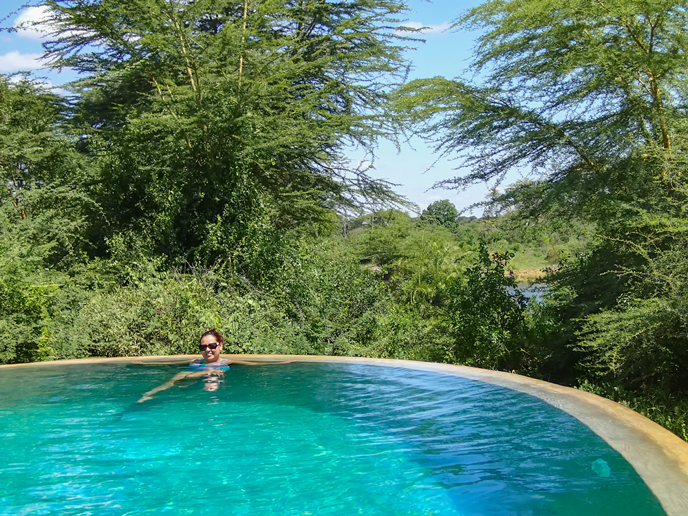 Cooling off in the pool amidst the jungle