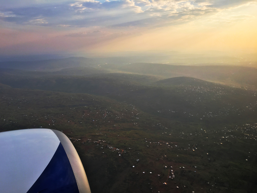 Flying into Kigali with Rwandair