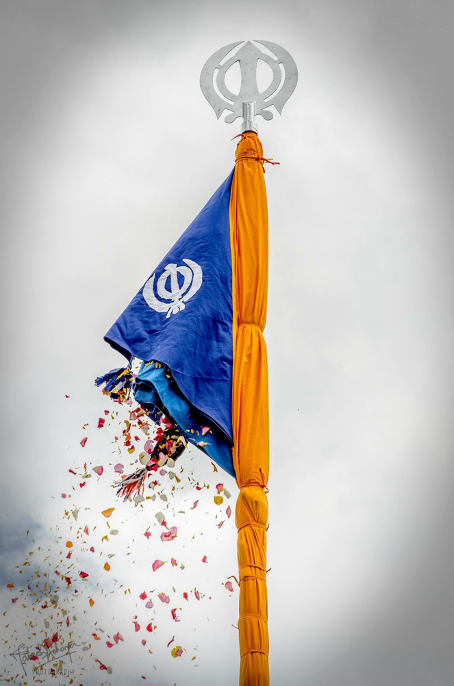 The Sikh Flag flying in all its glory, at the Sikh Temple Nanyuki