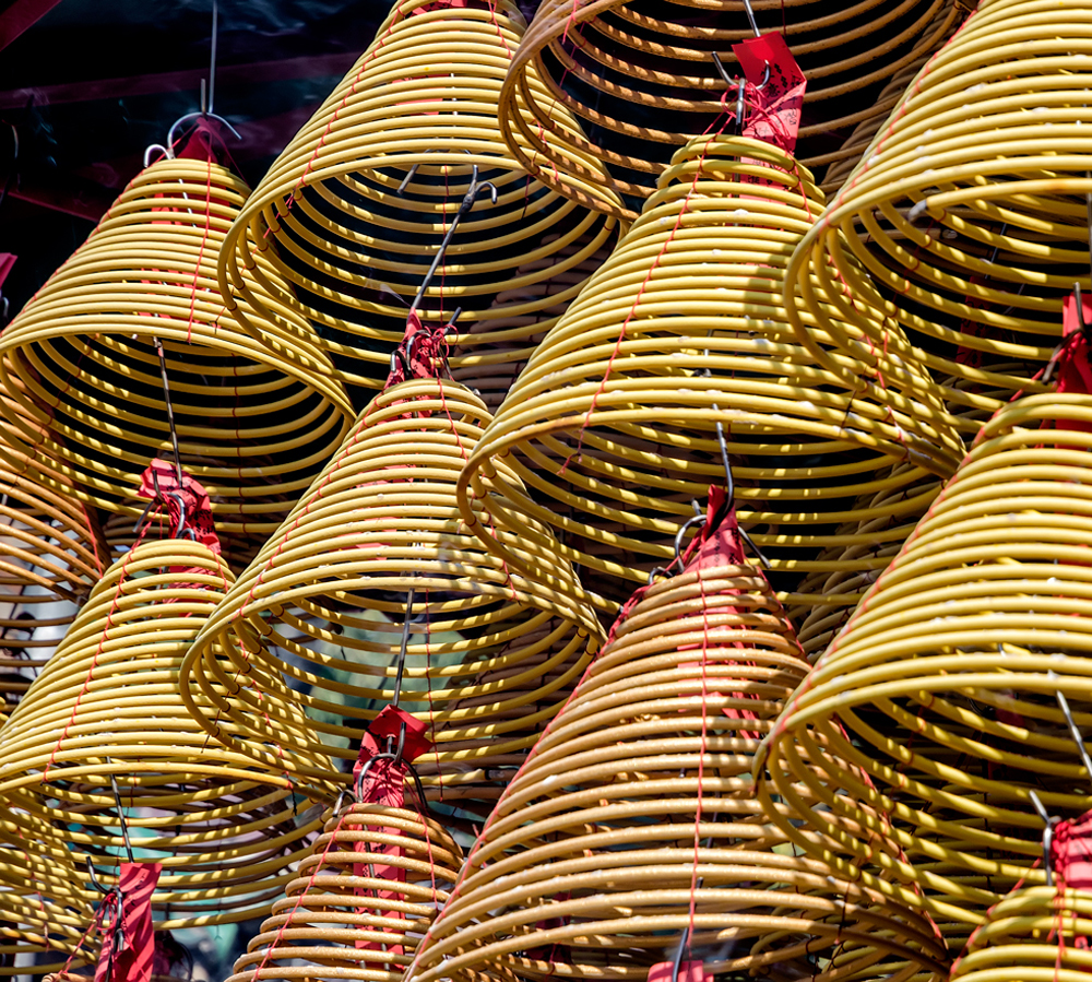 Coils of Incense hung at the A-Ma Temple ceiling
