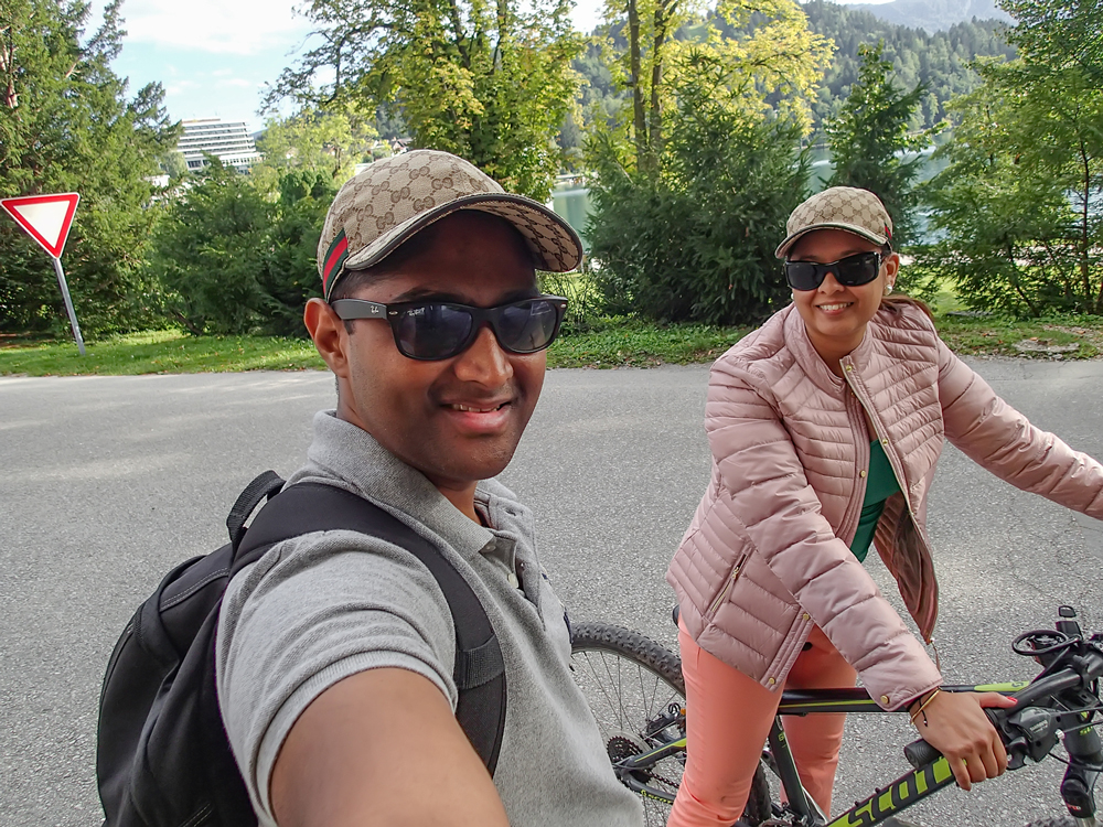 The wanderlusters biking around Bled