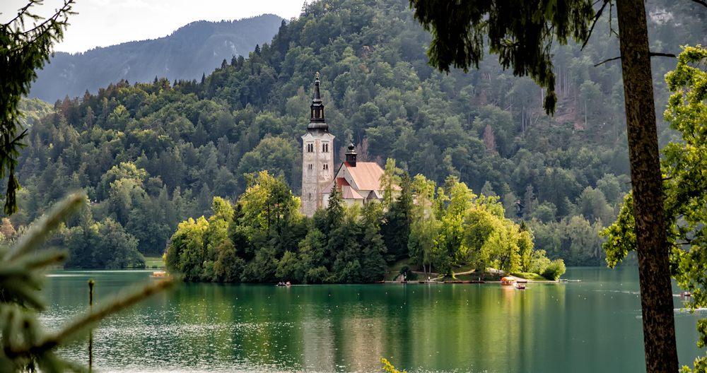 Bled Island as seen from one of the cycling routes