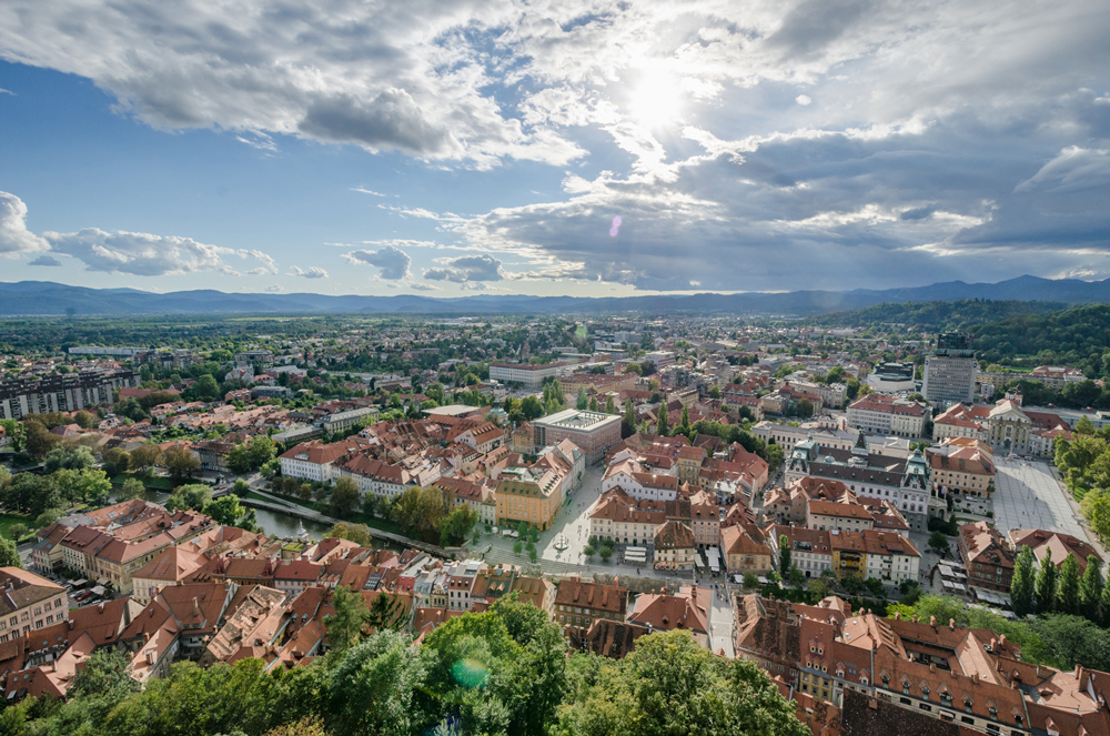 Panoramic view of Ljubljana from the castle 