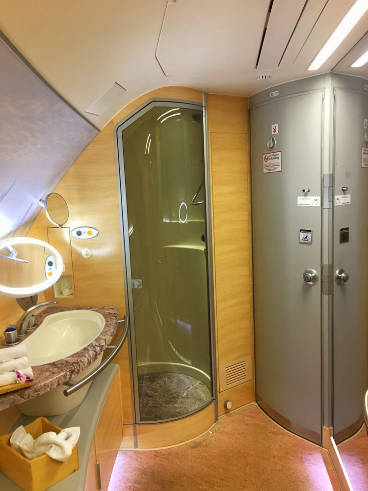 The bathroom on board the A380. Better than some hotels! #hellotomorrow!