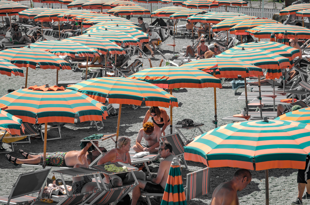 A sea of umbrellas at Monterosso al Mare