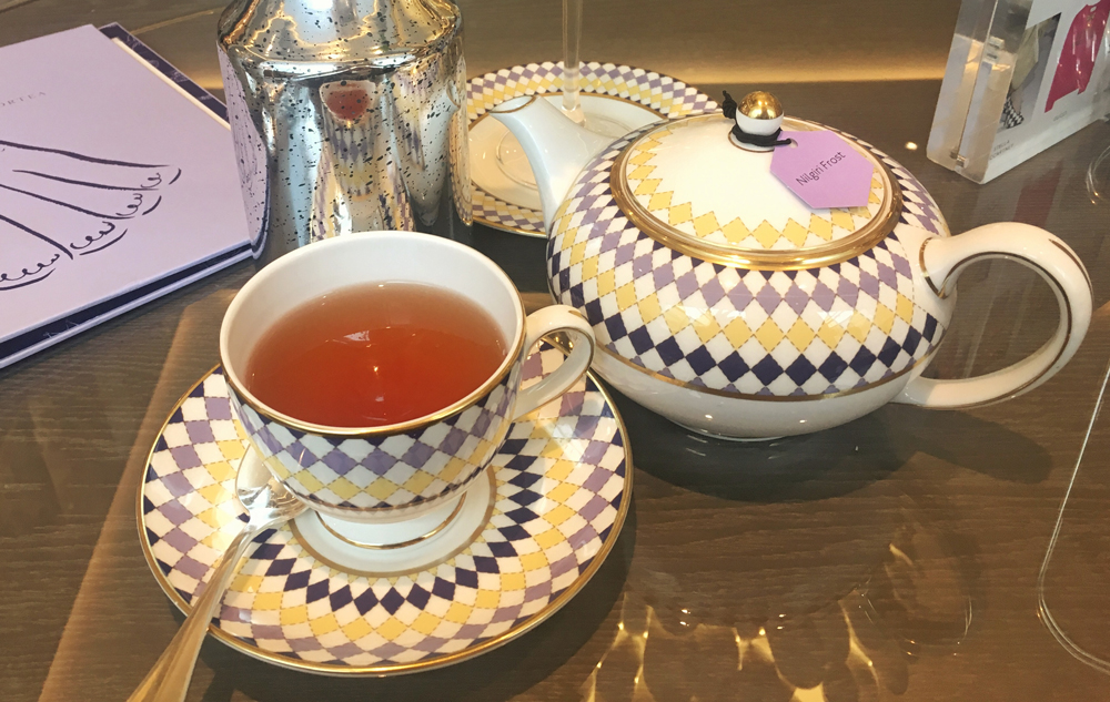 Nilgiri Frost Tea and an oh so cute checkered tea pot and cup!