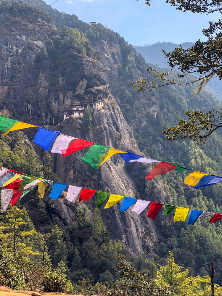 Prayer flags and Tiger's Nest 