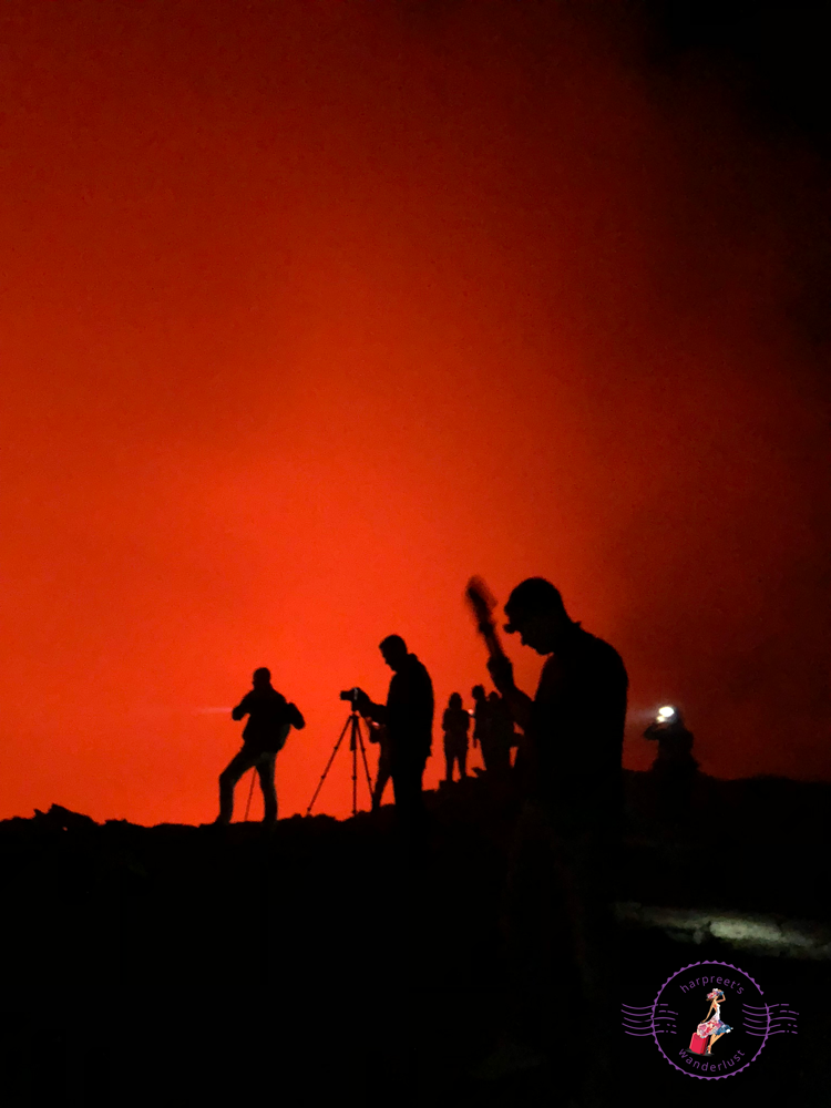 The red glow of the lava lake at the rim of Erta Ale