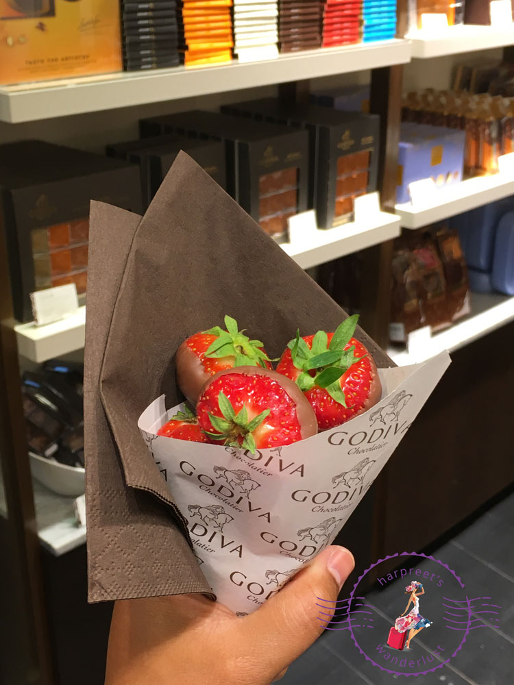 Delicious strawberries dipped in Godiva Milk Chocolate 