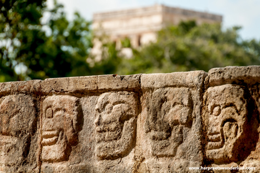 The "skull wall" outside the ball court