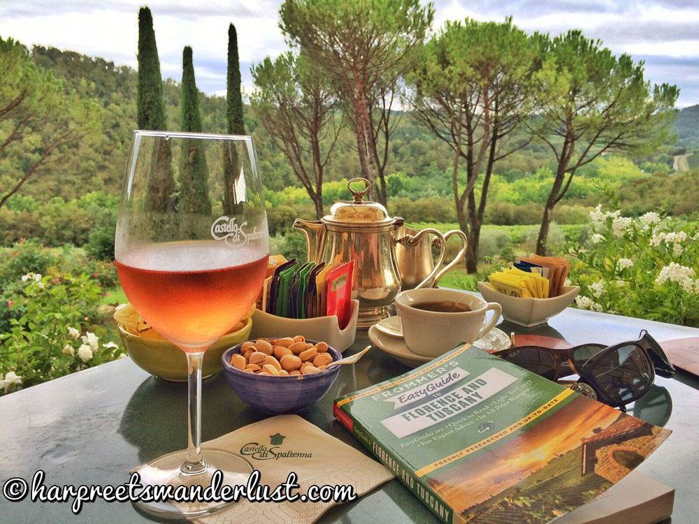 Sipping on Wine in the Olive Groves in Tuscany